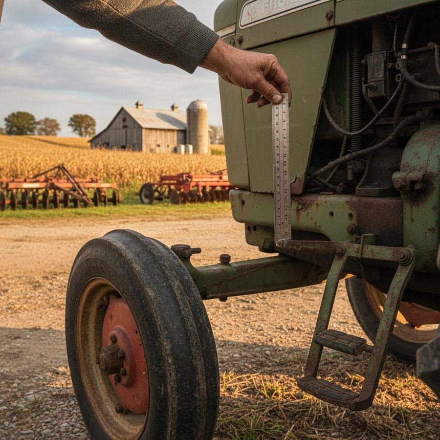 Measuring free travel on a used tractor clutch pedal during inspection