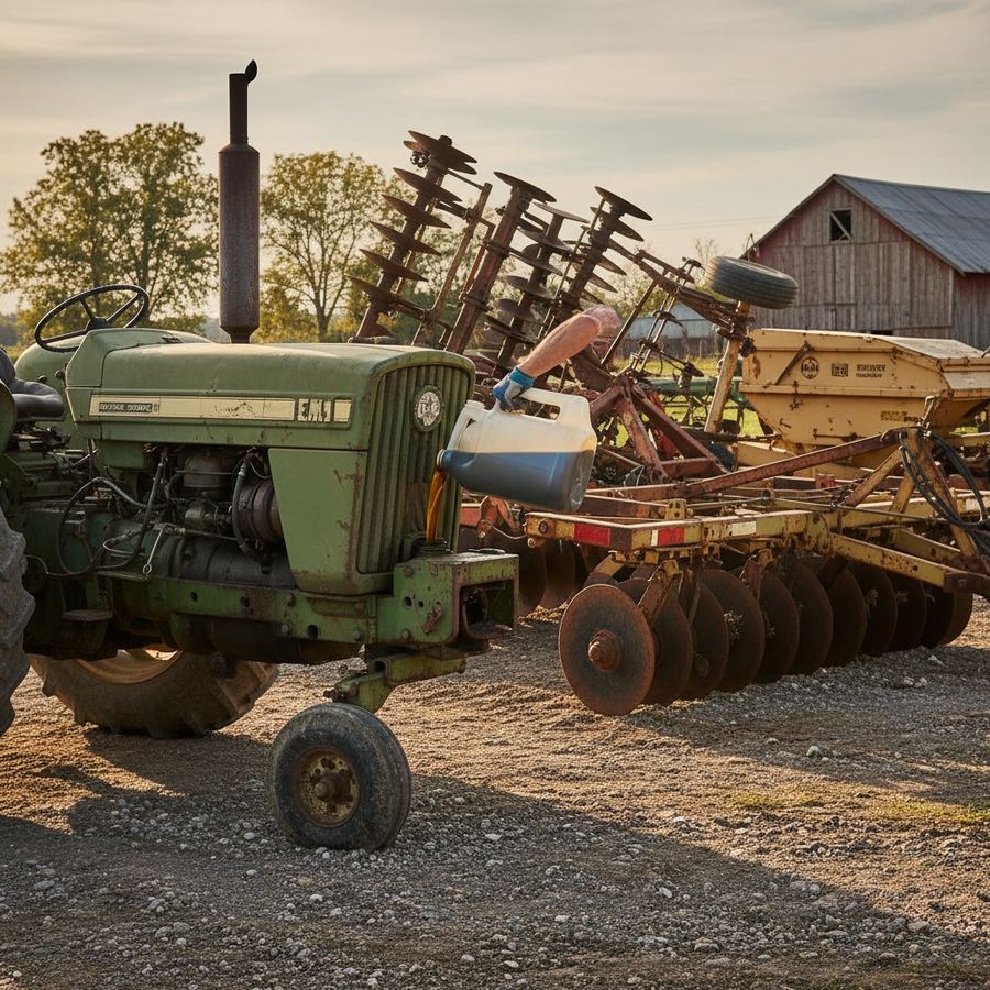Filling a tractor shared transmission and hydraulic sump with UTTO fluid